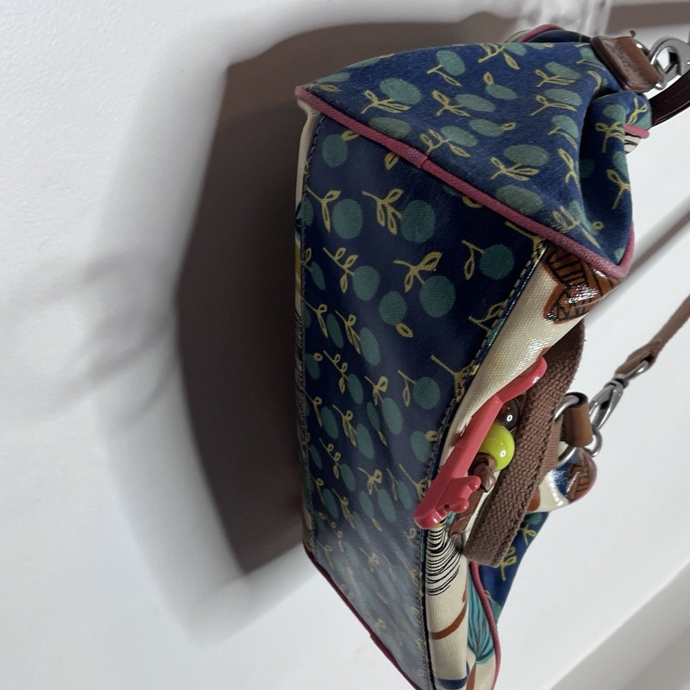Fossil Keyper Y2K Crossbody Coated Canvas Floral Satchel Bag Colorful Artsy - Picture 8 of 12